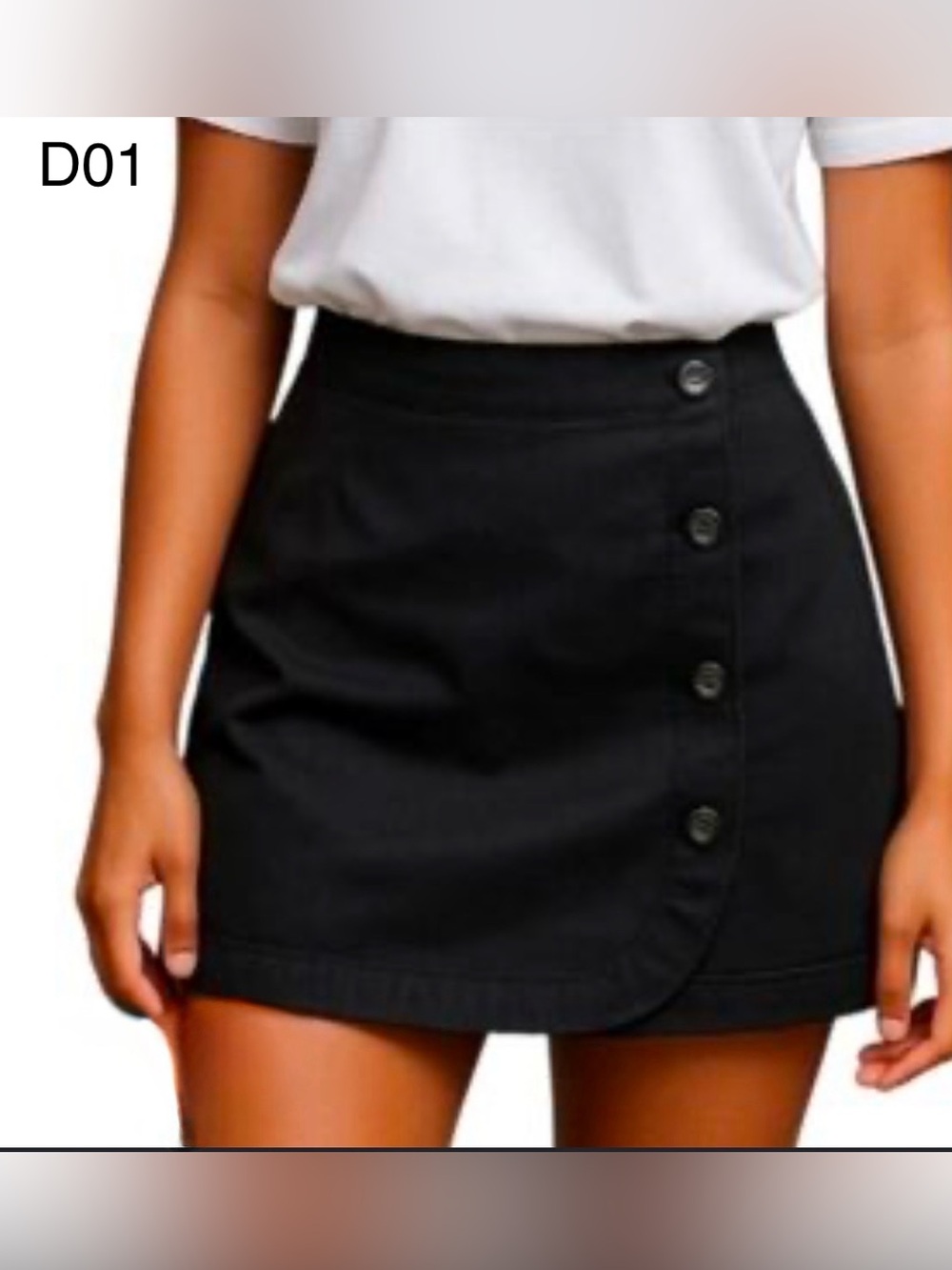 Urban Outfitters Black Button-Detail Mini Skirt,Size Medium
